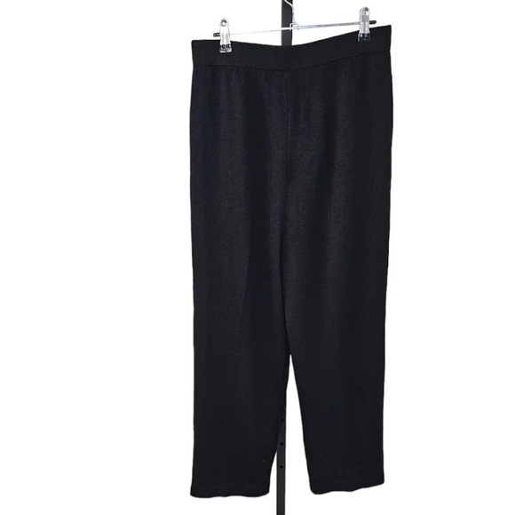 St. John Basics Santana Knit Pleated Straight High Rise Crop Pants Black Size 12 - Picture 1 of 12
